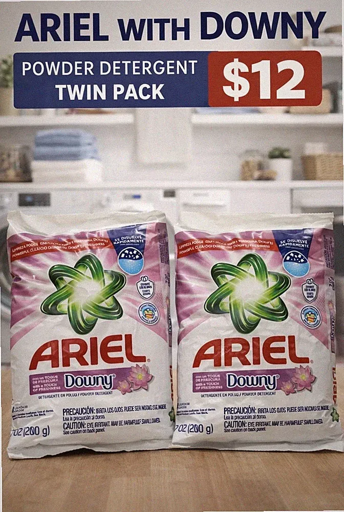 2x Ariel Powder Laundry Detergent Downy Scent Phosphate-Free 7oz(200g)
