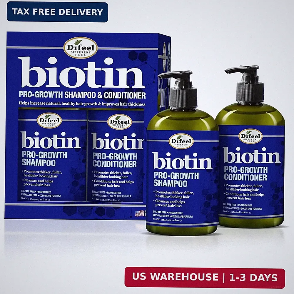 Difeel Pro-Growth Biotin Shampoo & Conditioner 2-PC Gift Set - Thinning Hair & H