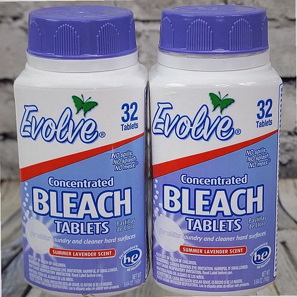 Evolve Bleach Tablets 2-Pack Summer Lavender Scent Phosphate Free 32 ct x2 - NEW